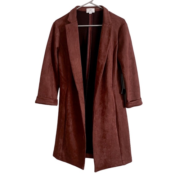 NWT Have Womens Size M Plum Mauve Open Overcoat w/ Faux Suede Look - Picture 3 of 9